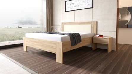 LÍVIA - masívna buková posteľ s čalúneným čelom 200 x 200 cm