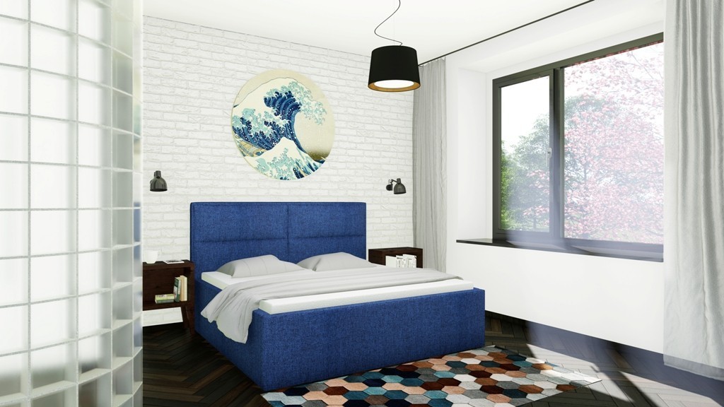 Slumberland BELFAST MISTRAL - posteľ s výrazným čelom a úložným priestorom 200 x 210 cm, celočalouněná + lamino