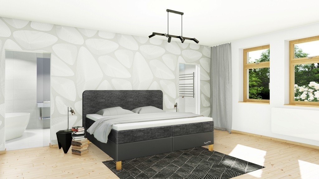 Slumberland BEDFORD - posteľ s matracom, úložným priestorom aj roštom 120 x 210 cm, celočalouněná + lamino