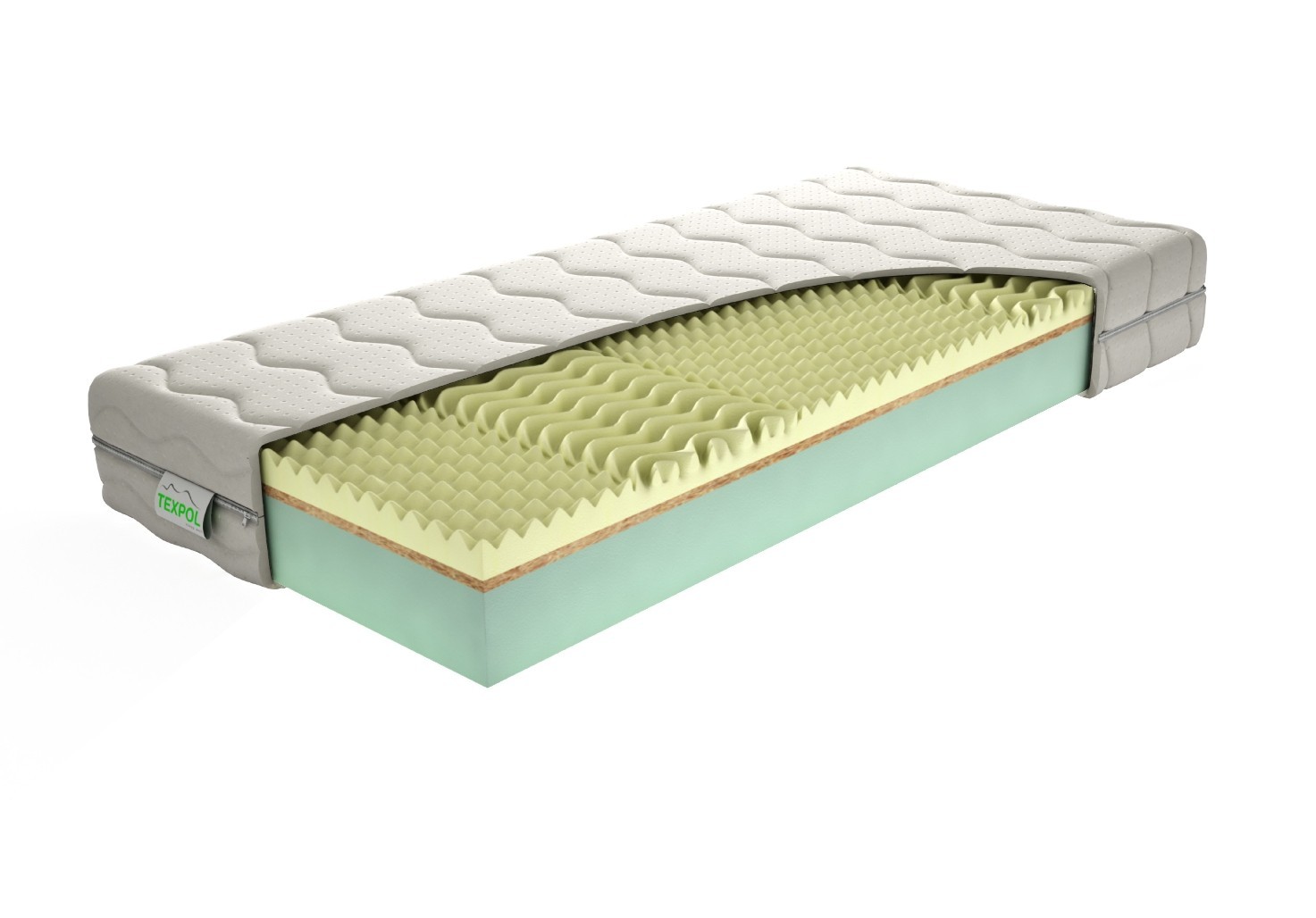 Texpol RELAX - kvalitný tvrdší matrac s 5 - zónovou profiláciou a Aloe Vera Silver poťahom 180 x 200 cm, snímateľný poťah
