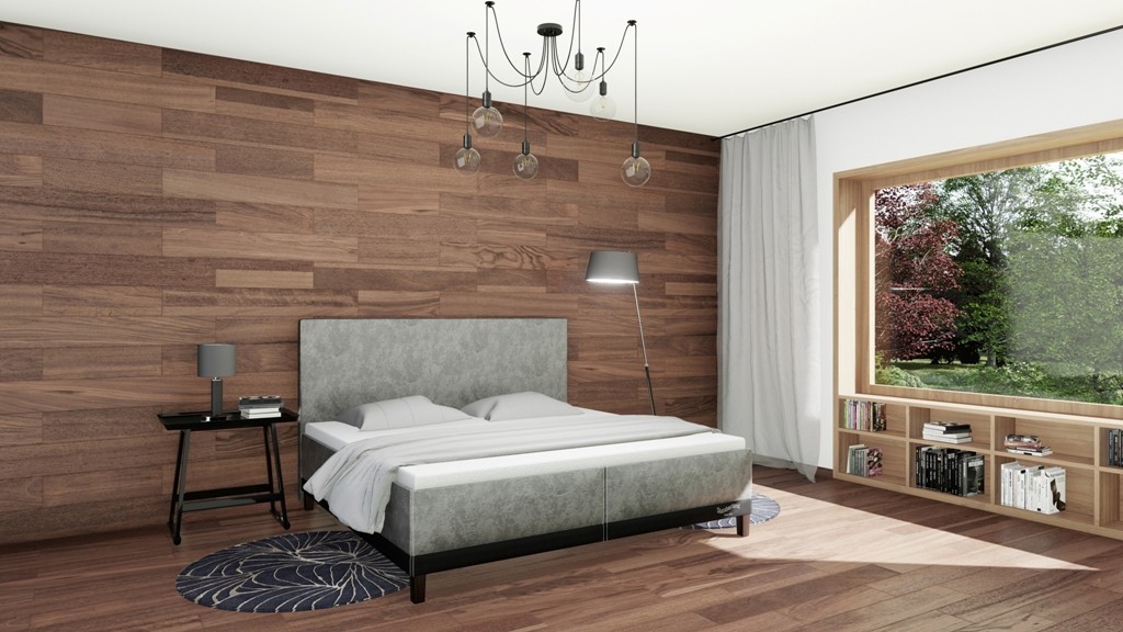 Slumberland HALIFAX - dizajnová posteľ s úložným priestorom 140 x 210 cm, celočalúnená + lamino