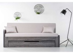 DUOVITA 90 x 200 lamela - rozkladacia posteľ a sedačka 90 x 200 cm s područkami - dub svetlý / hnedý / agát