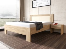 LÍVIA - masívna buková posteľ s čalúneným čelom 200 x 200 cm