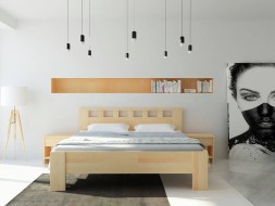 LUCIA - masívna buková posteľ s ozdobným čelom 90 x 200 cm