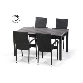 VIKING L - ratanový záhradný stôl + 4 x stolička PARIS
