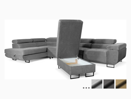 ALLER LANG XL - poťah MONOLITH - ĽAVÁ rohová sedacia súprava so spaním, podnožkou a úložným priestorom