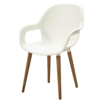ORLANDO - záhradná stolička akácia/plast biela