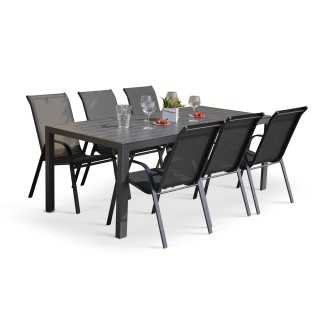 Záhradná jedálenská zostava - stôl VIKING XL + 6x stolička RAMADA