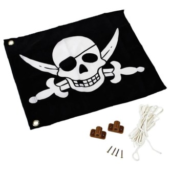 PIRÁTI - textilná vlajka s kovaním a lanom