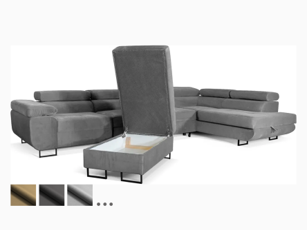 ALLER LANG XL - poťah MONOLITH - PRAVÁ rohová sedacia súprava s funkcí spaní, podnožkou a úložným priestorom