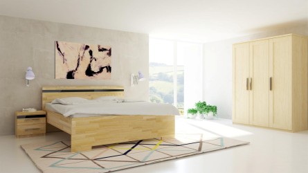 MONA - masívna buková posteľ s možnosťou preskleného čela 200 x 220 cm