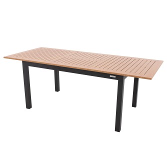 EXPERT WOOD antracit - záhradný hliníkový rozkládací stôl s dekorom  dreva - 150/210x90x75 cm