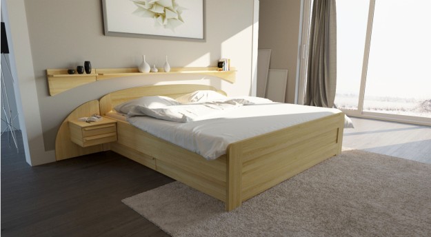 PETRA - masívna buková posteľ  s rovným čelom pri nohách 170 x 200 cm