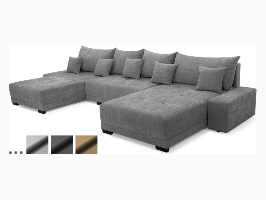 DEMI U LARGE XXL - látka MONOLITH - rohová sedacia súprava - s funkciou spania a úložným priestorom