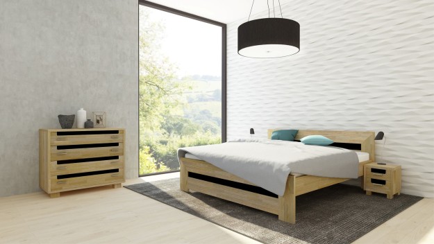 SALMA - masívna buková posteľ s preskleným čelom 170 x 200 cm