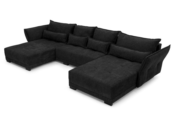 Rohová sedacia súprava Comfort Deluxe U - čierna - rozkladacia pohovka s úložným priestorom