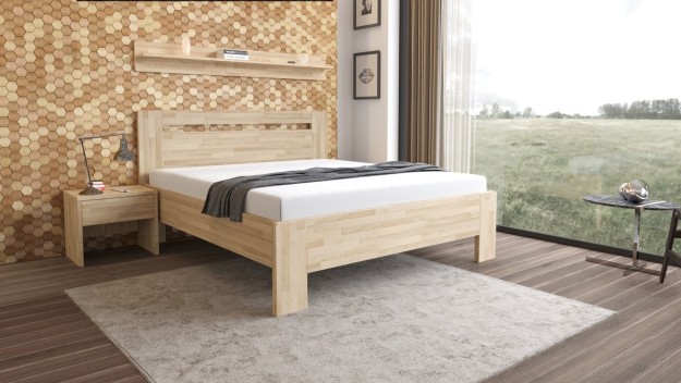LÍVIA H - masívna buková posteľ s horizontálne deleným čelom 90 x 200 cm