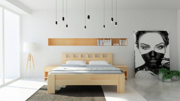 LUCIA - masívna buková posteľ s ozdobným čelom 90 x 200 cm