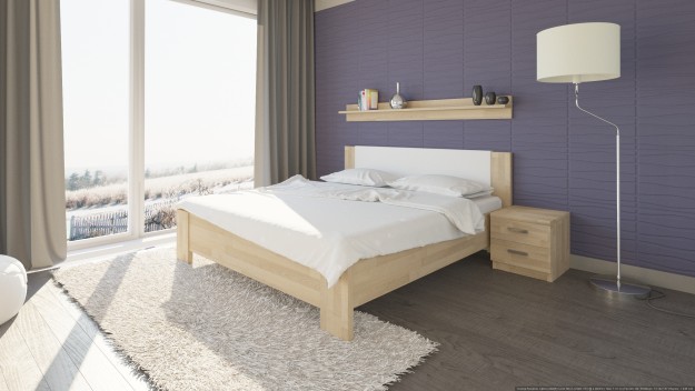NIKOLETA - masívna dubová posteľ s čalúneným čelom 180 x 200 cm